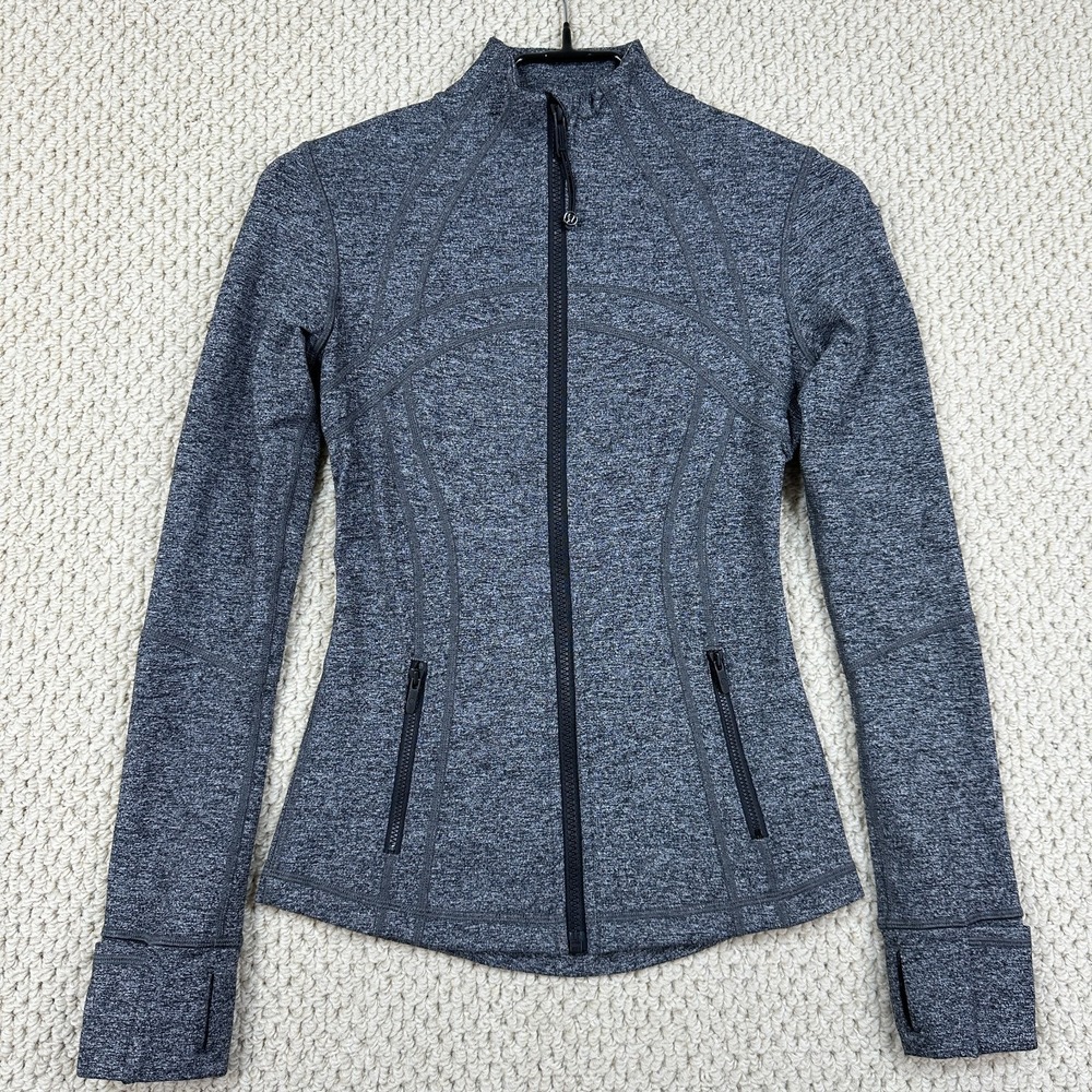 Lululemon Jacket Women 4 Black Heathered Define Luon Full Zip Stretch Athleisure